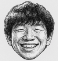 笑顔,男性,白黒,イラスト,顔
