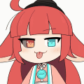 女の子,アニメ,赤髪,ツインテール,オッドアイ,舌出し,ヘッドホン