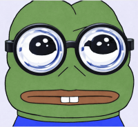 カエル,メガネ,ペペ,漫画スタイル,青い服