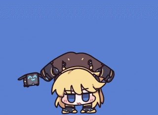 アニメ,チビキャラ,金髪,女性,ロボットアーム,青背景,ギャグ,ジャンプ,可愛い