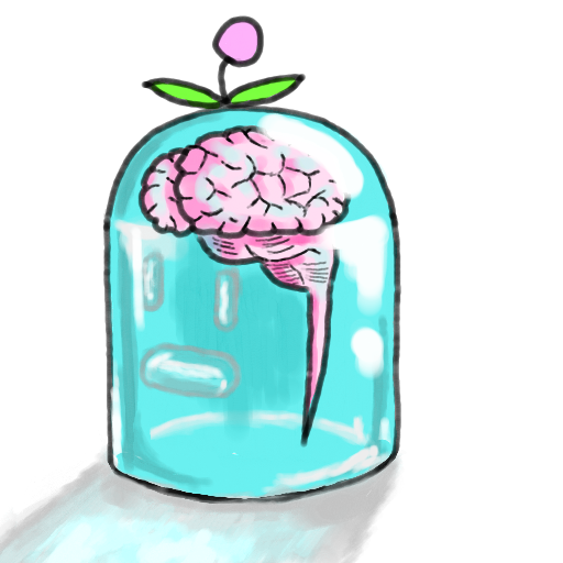 脳,ガラス容器,植物,芽,SF,イラスト,液体,フラスコ