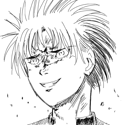 アニメ,漫画,キャラクター,笑顔,白黒,スケッチ,ショートヘア,少年