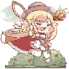 女の子,アニメ風,帽子,虫取り網,金髪,かわいい,笑顔,ファンタジー