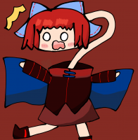 女の子,赤髪,リボン,驚き,デフォルメ,イラスト,アニメ風