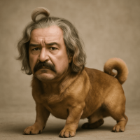 犬,人間の顔,動物擬人化,シュール,コメディ