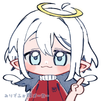 天使,アニメ風,白髪,青い目,ピースサイン,みけおお式メーカー