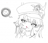 女性,アニメ風,制服,帽子,イラスト,手描き,ハート,セリフなし