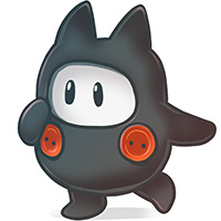 キャラクター,黒,忍者,マスコット,アニメ風,ボタン,走る