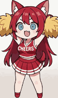 アニメ,女の子,チアガール,赤髪,動物耳,ポンポン,制服,CHEERS