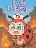 てんとう虫,ナース,キャラクター,ぼくが、ひおこし,炎,火事,かわいい,アニメ風