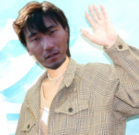 男性,チェック柄ジャケット,手を挙げる,屋外,空
