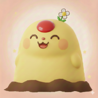 キャラクター,デフォルメ,スライム,黄色,花,かわいい,笑顔