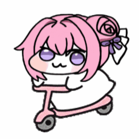 ピンク髪,紫目,バイク,キャラクター,デフォルメ,かわいい