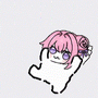 イラスト,ピンク髪,キャラクター,可愛い,アニメ風,紫色の目,寝転がる