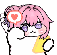 猫,キャラクター,ピンク髪,紫目,リボン,ハート,かわいい,デフォルメ,吹き出し