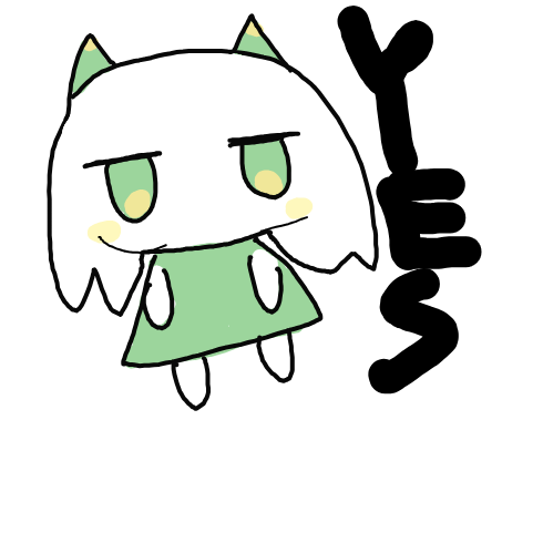 猫耳,キャラクター,イラスト,緑の服,YES,手描き,シンプル